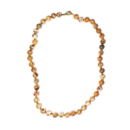 Collana in diaspro leopardato – Perle sferiche annodate 8 mm – 45 cm