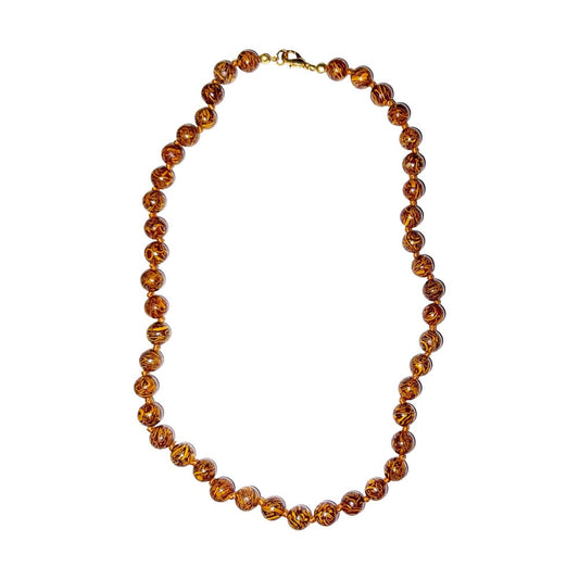 Collana in diaspro pelle di serpente – Perle sferiche annodate 8 mm – 45 cm