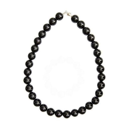 Collana in ossidiana nera – Perle sferiche da 14 mm