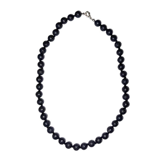 Collana in pietra lavica – Perle sferiche annodate 8 mm – 45 cm