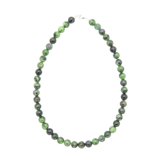 Collana in rubino su zoisite – Perle sferiche da 10 mm