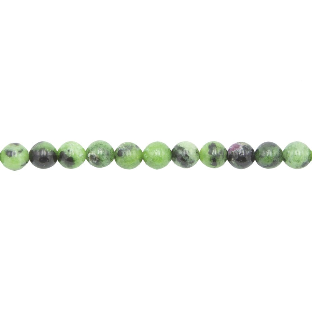 Filo di perle di rubino su zoisite – Perle sferiche da 6 mm