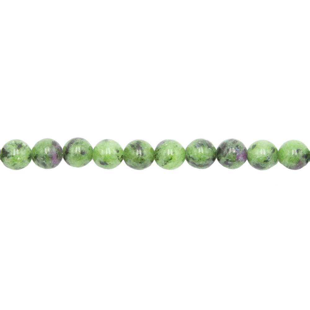 Filo di perle di rubino su zoisite – Perle sferiche da 8 mm