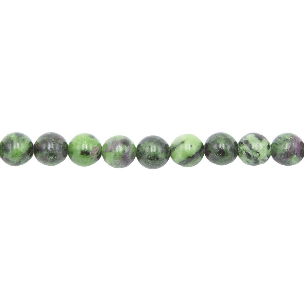 Filo di perle di rubino su zoisite – Perle sferiche da 10 mm