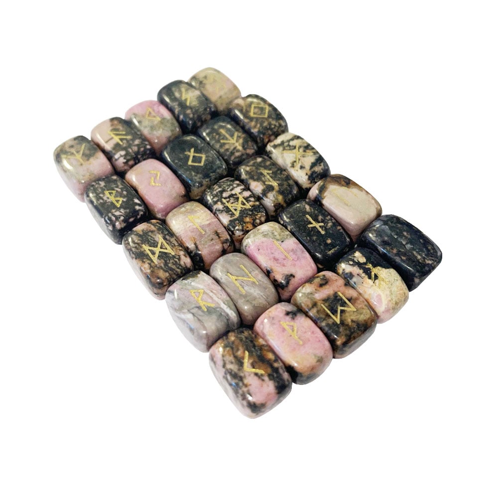 Set di 25 rune – Rhodonite