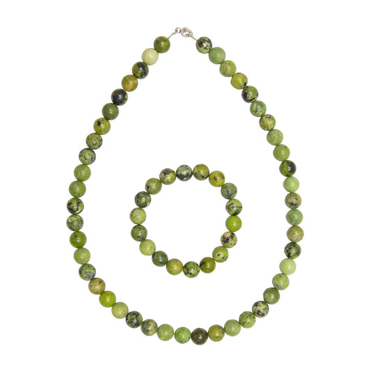 Parure in crisopale limone – Perle sferiche da 10 mm