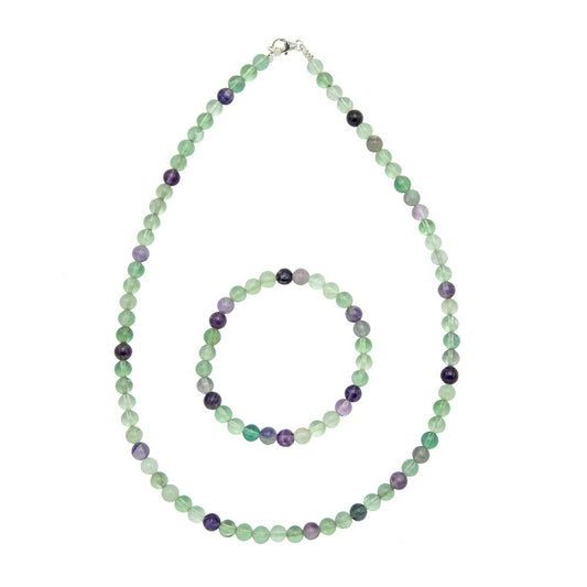 Parure in fluorina multicolore – Perle sferiche da 6 mm