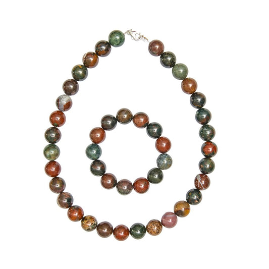 Parure in diaspro sanguigno – Perle sferiche da 14 mm