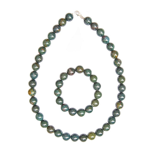 Parure in pietra di sangue – Perle sferiche da 12 mm