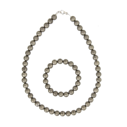Parure in pirite di ferro – Perle sferiche da 10 mm