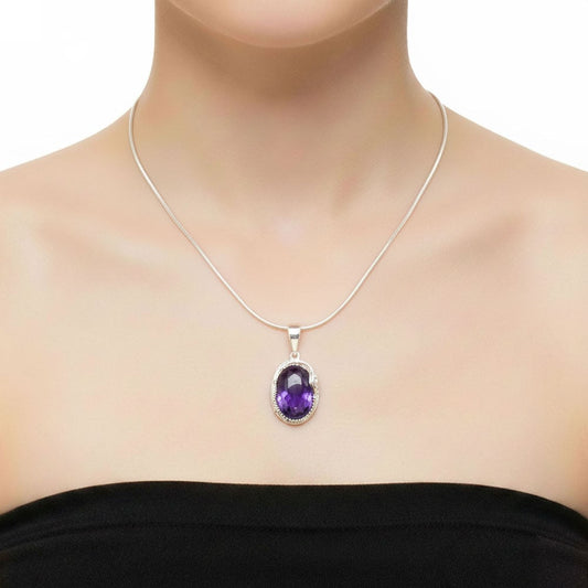 Ciondolo in ametista Capucine – Ovale – Argento 925