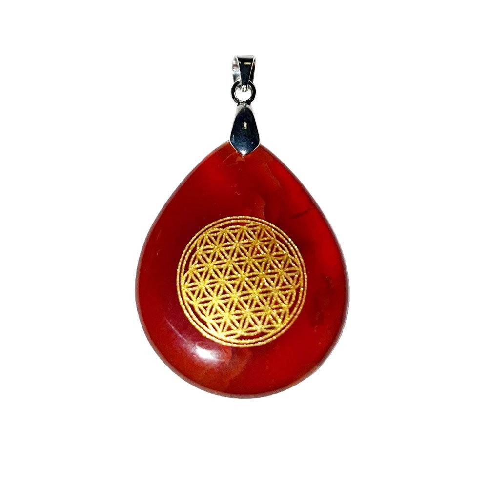 Ciondolo Corniola – Goccia Fiore della Vita