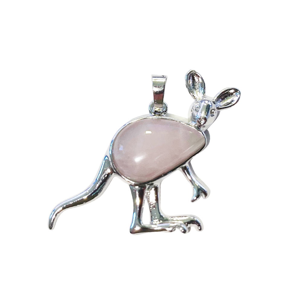 Ciondolo in quarzo rosa – Canguro