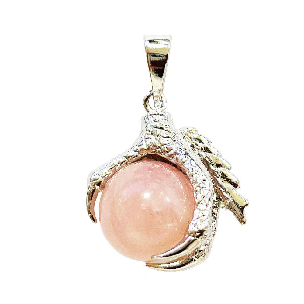 Ciondolo in quarzo rosa – Mano del drago