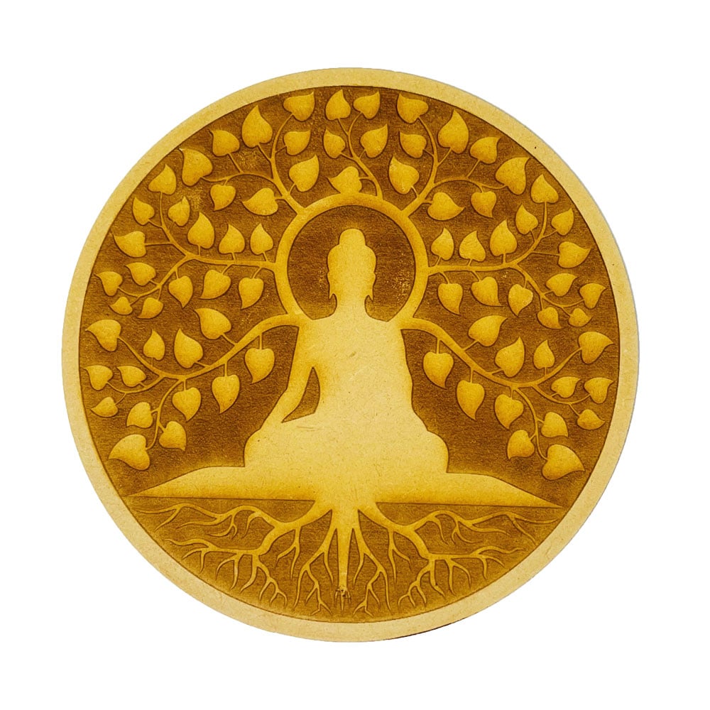 Piastra di ricarica Buddha e Albero della vita – Legno intagliato