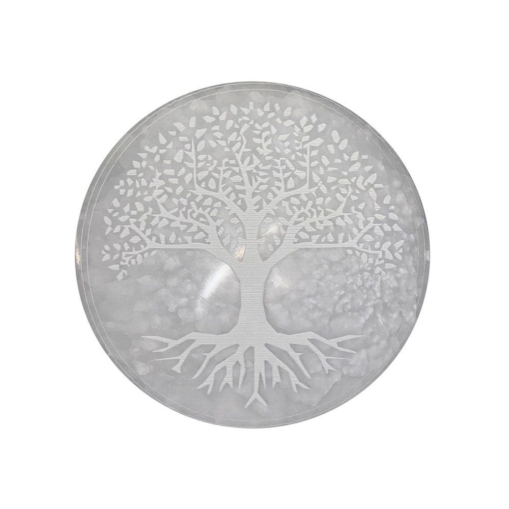 Piastra di ricarica in selenite – Albero della vita – 10 cm