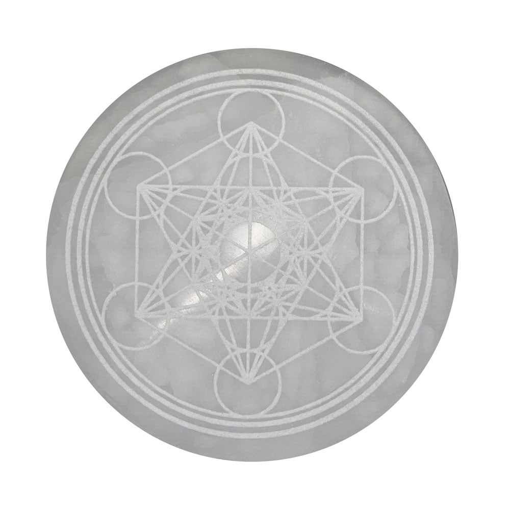 Piastra di ricarica in selenite – Métatron – 14 cm
