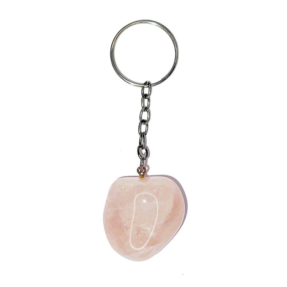 Portachiavi in quarzo rosa – Pietra burattata