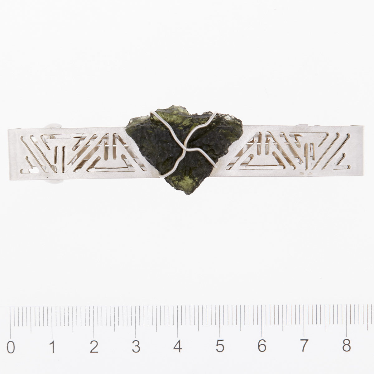 Fermaglio per capelli in argento con Moldavite naturale 7756