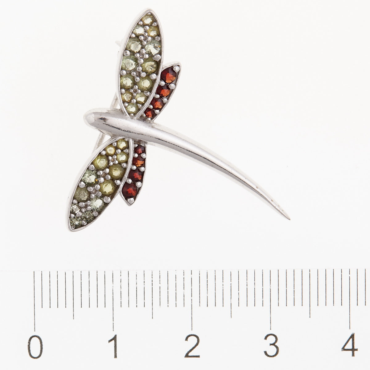 Spilla in argento con Moldavite e Granati – Libellula 5021 Codice prodotto: AGVG5021