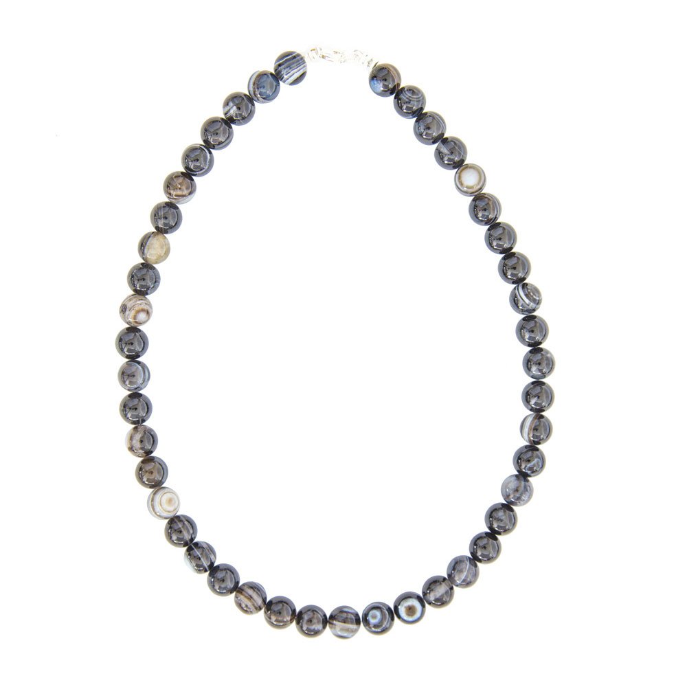 Collana in Agata Nera Zonata – Pietre sferiche