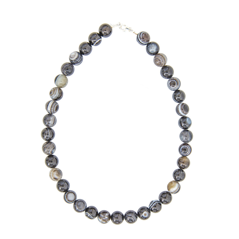 Collana in Agata Nera Zonata – Pietre sferiche