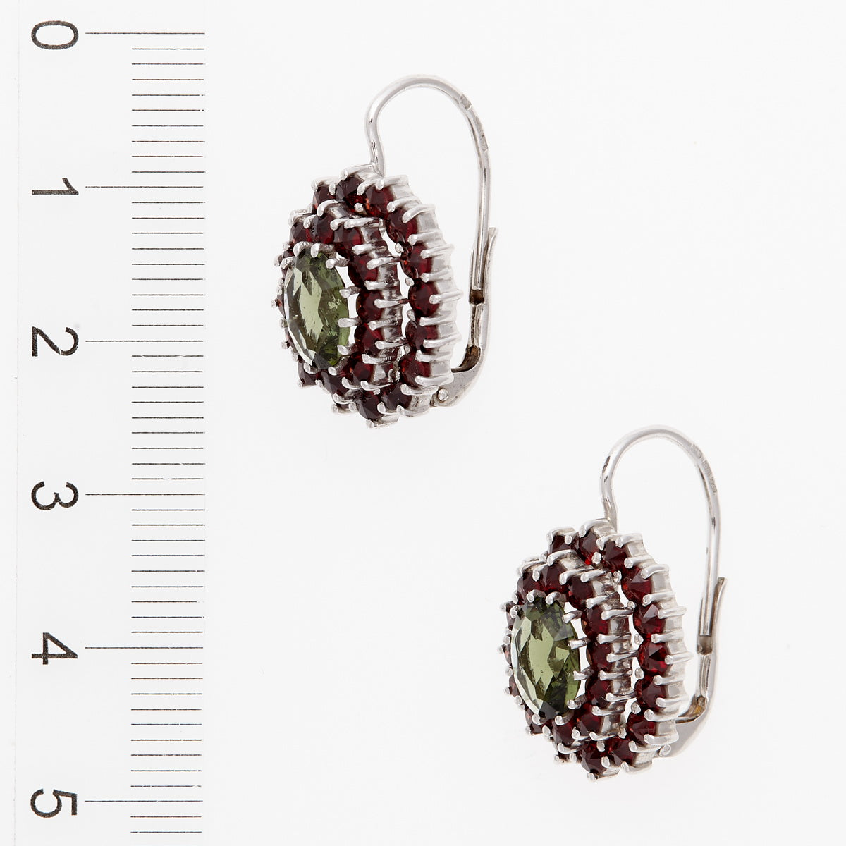 Orecchini in argento con Moldaviti e Granati 2399