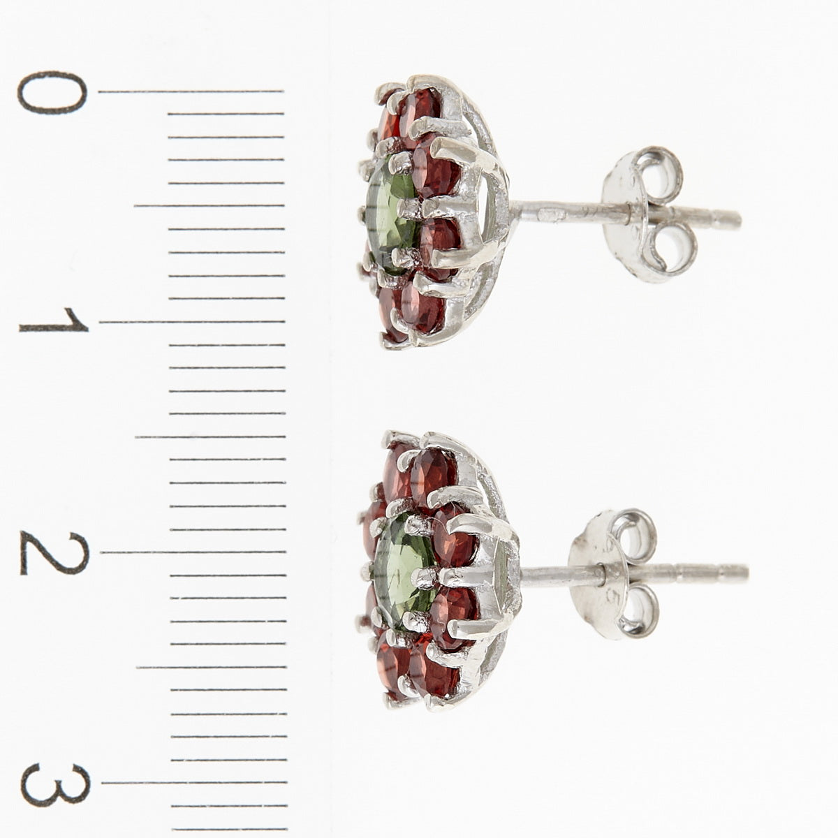 Orecchini in argento con Moldaviti e Granati 004 Codice catalogo: SAT004