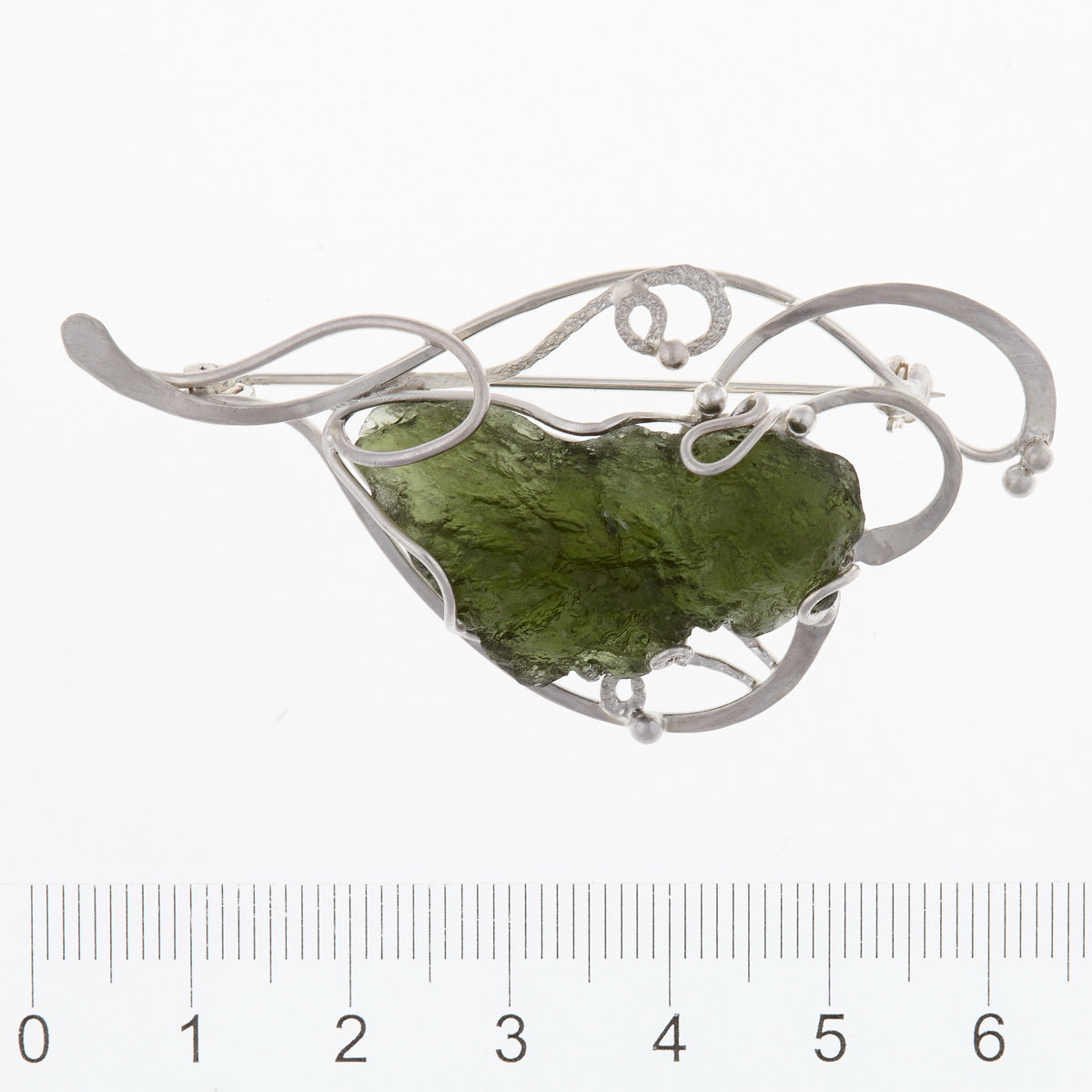 Spilla in argento con Moldavite naturale 015-7