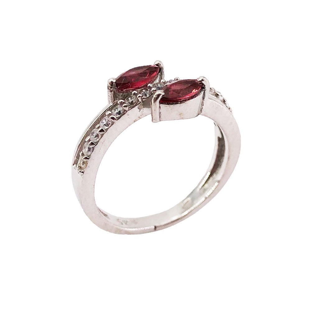 Anello Granato Rosso “Valentino” – Argento 925
