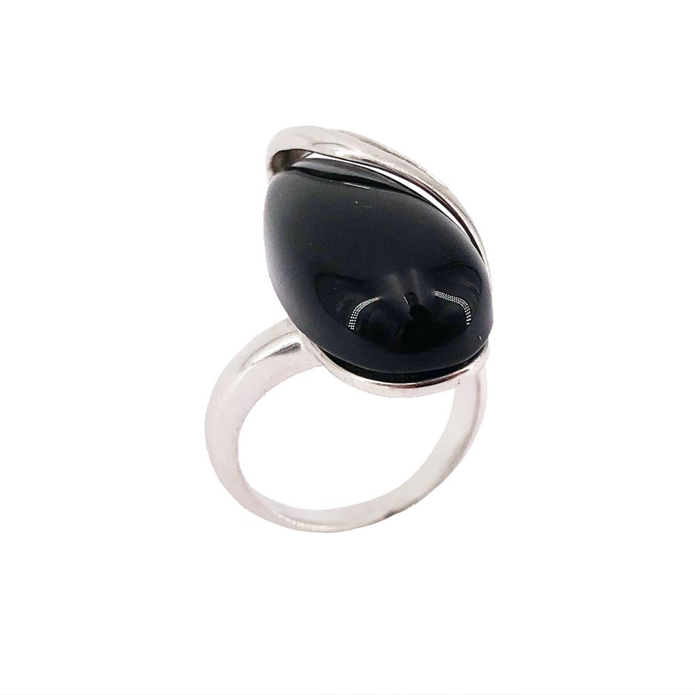 Anello “Colomba” con Onice Nero – Argento 925