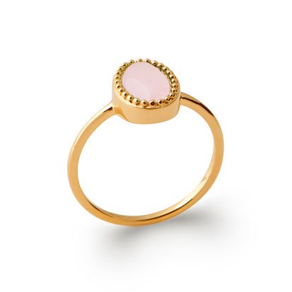 Anello Quarzo Rosa “Alexandra” – Placcato in oro 750