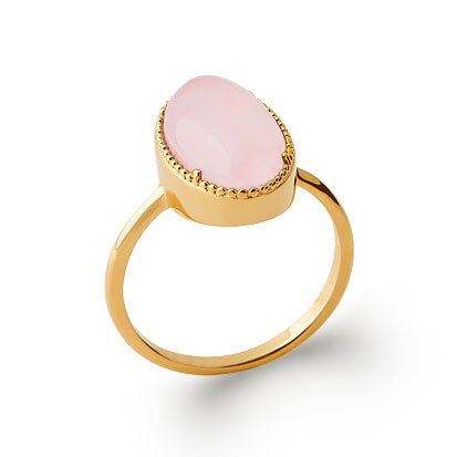 Anello Quarzo Rosa “Judith” – Placcato in oro 750