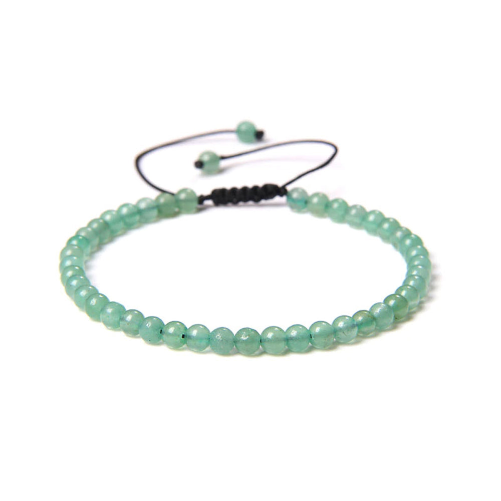 Bracciale Avventurina Verde – cordino regolabile con pietre sferiche da 4 mm