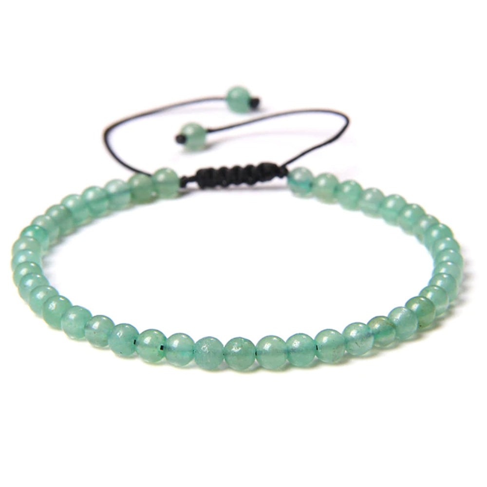 Bracciale Avventurina Verde – cordino regolabile con pietre sferiche da 4 mm
