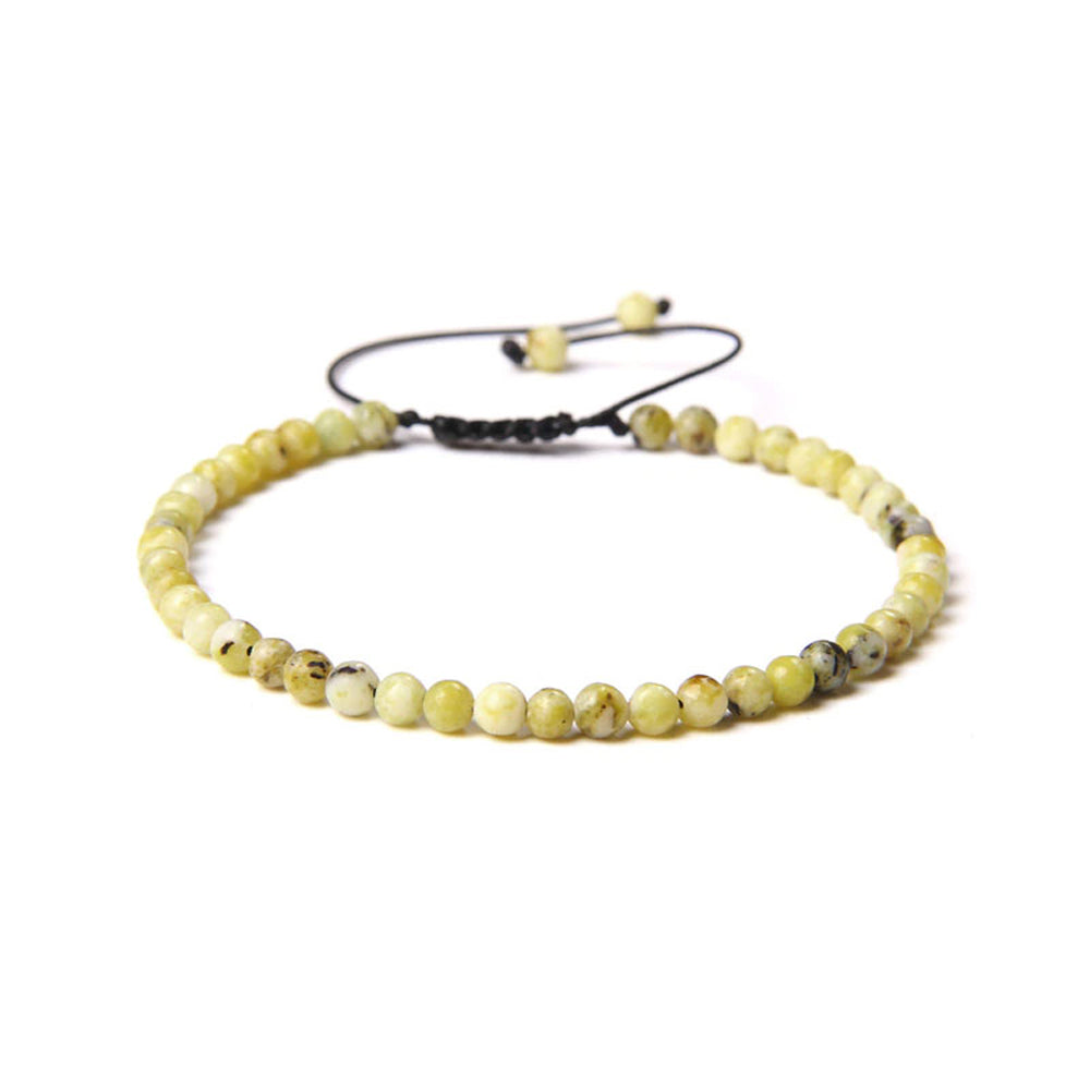 Bracciale in Crisoprasio Limone – cordino regolabile con pietre sferiche da 4 mm