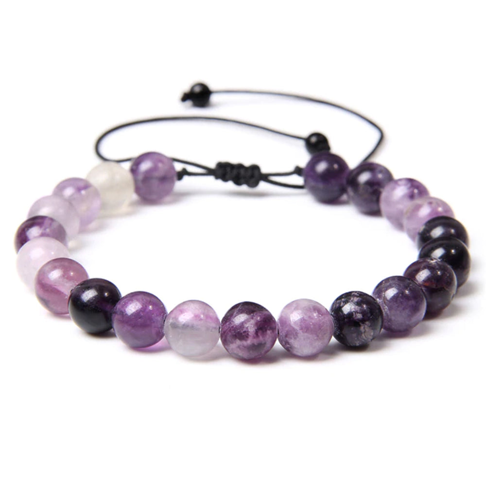 Bracciale in Fluorite – cordino regolabile con pietre sferiche da 8 mm