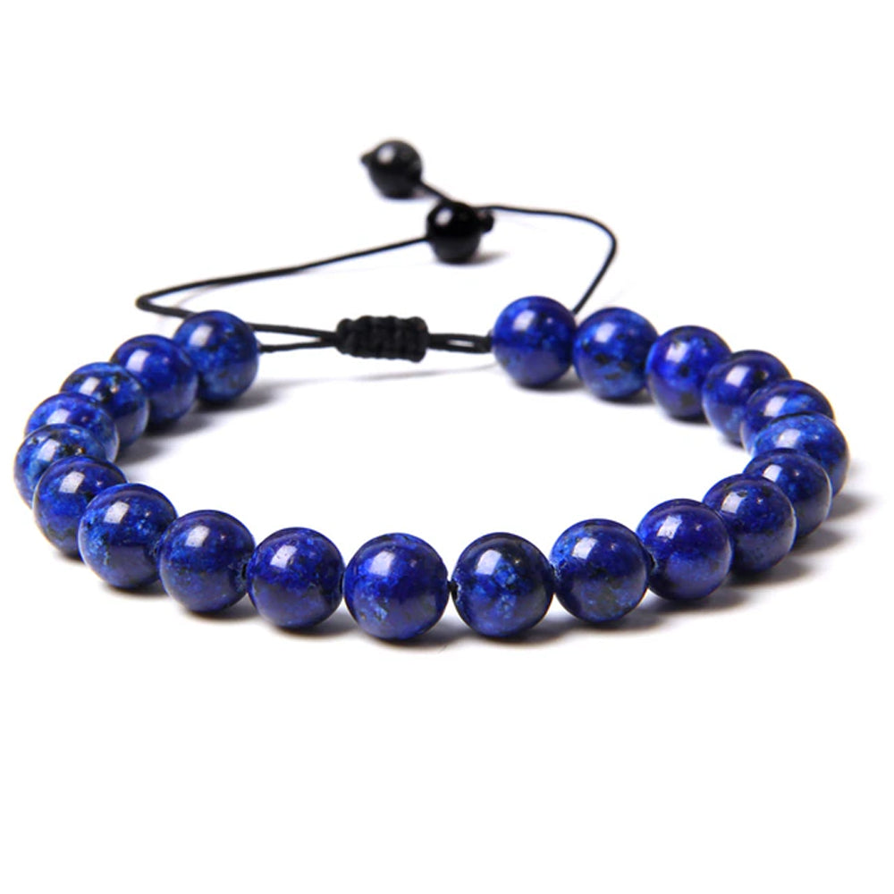 Bracciale in Lapislazzuli – cordino regolabile con pietre sferiche da 8 mm