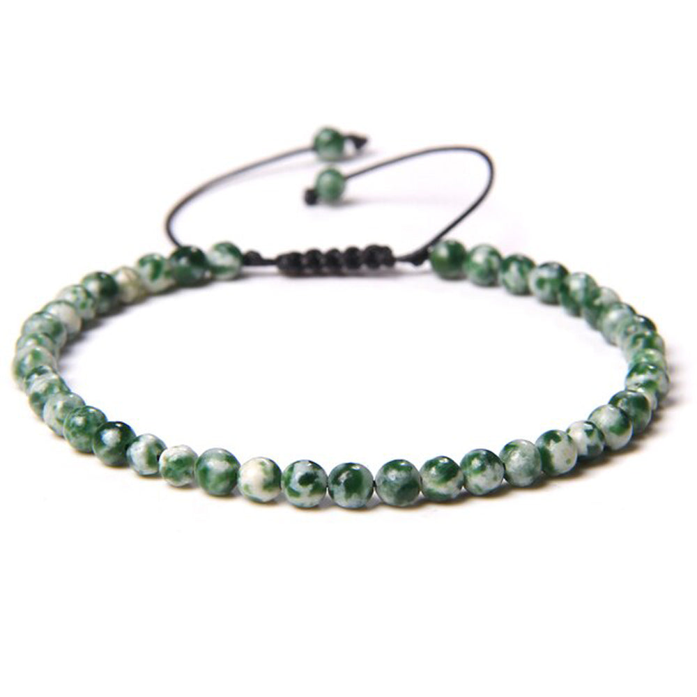 Bracciale serpentino scuro – cordino regolabile con pietre con perline da 4 mm