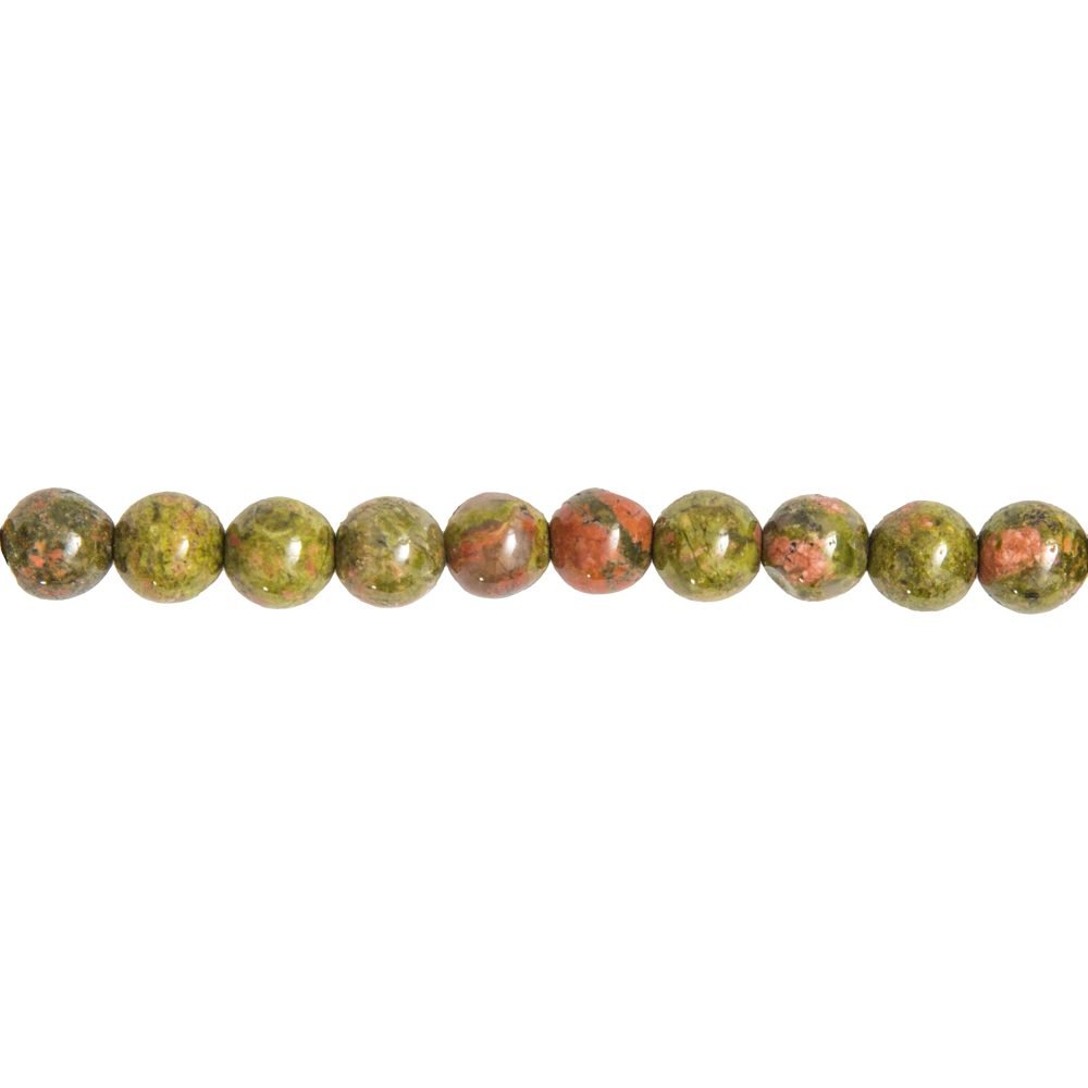 Filo Unakite – Pietre sferiche da 6 mm