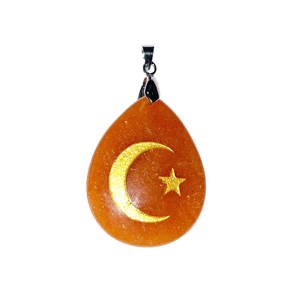 Ciondolo Avventurina Rossa – Stella e Mezzaluna