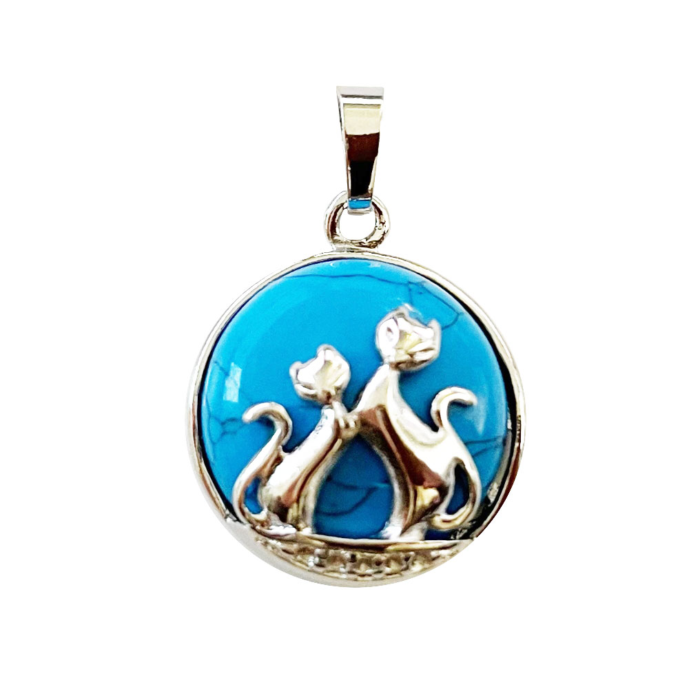 Pendente in Howlite blu – Gatto