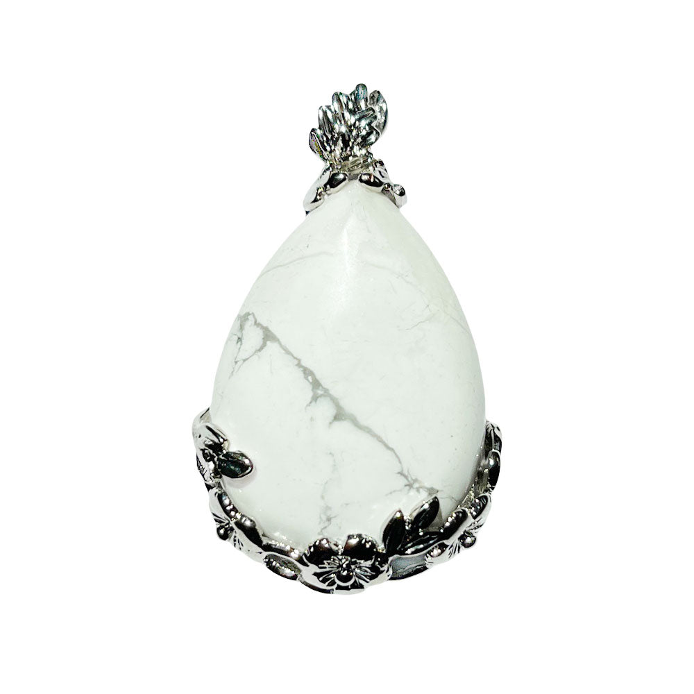 Ciondolo Howlite – Goccia Fiorita