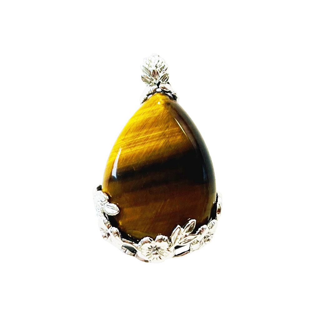 Ciondolo Occhio di Tigre – Goccia Fiorita