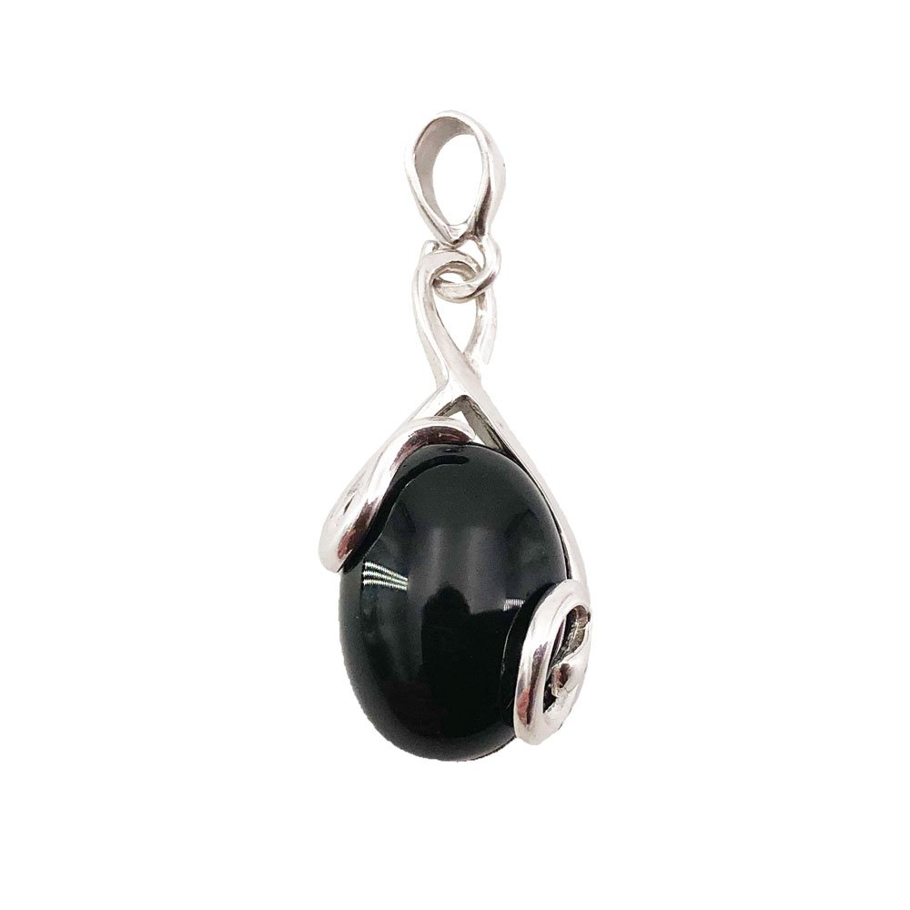 Ciondolo “Océane” in Onice Nero – Ovale – Argento 925