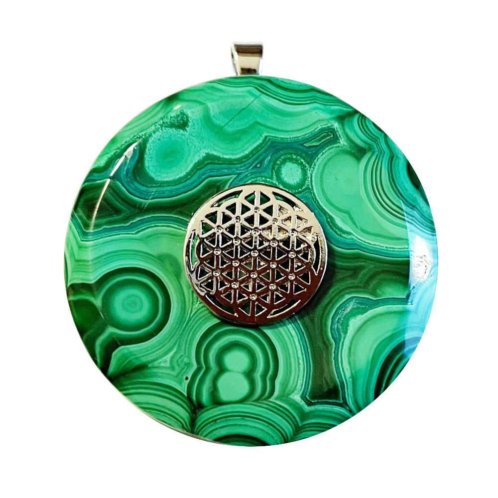 Ciondolo in Malachite – Disco cinese 40 mm