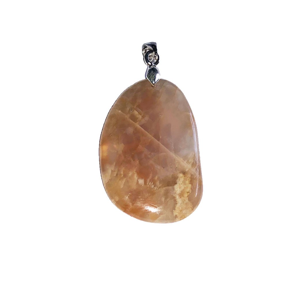 Ciondolo in pietra di luna arancione – Pietra piatta
