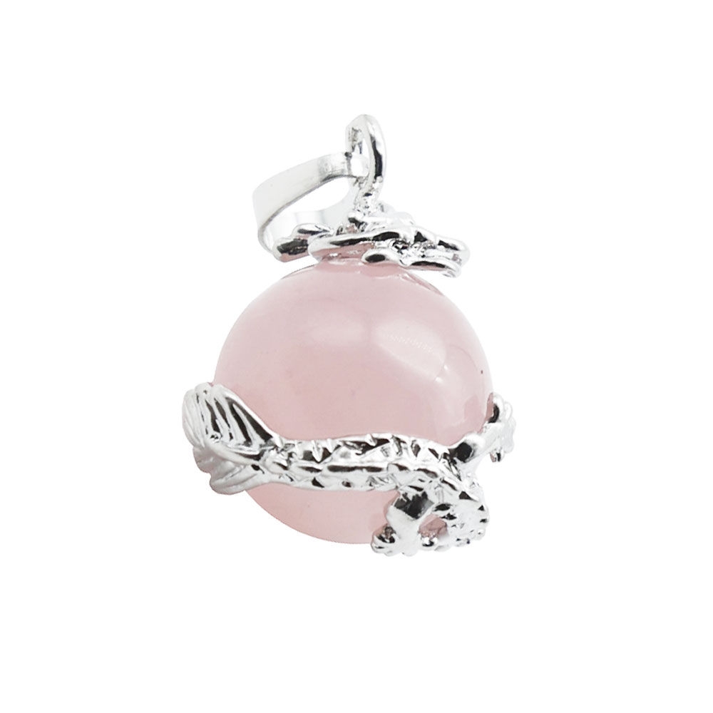 Ciondolo in quarzo rosa – Drago