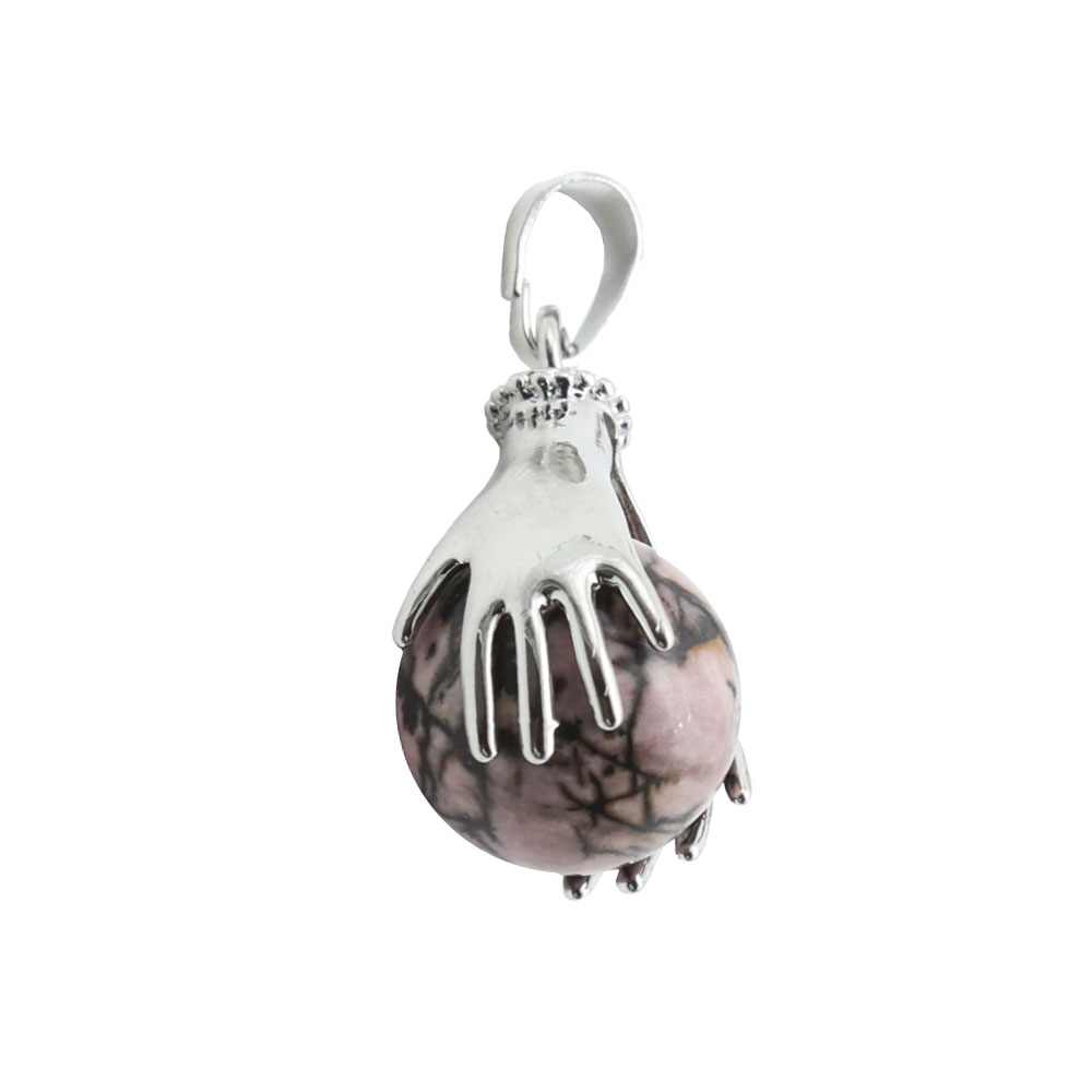 Ciondolo in rodocrosite – Due mani