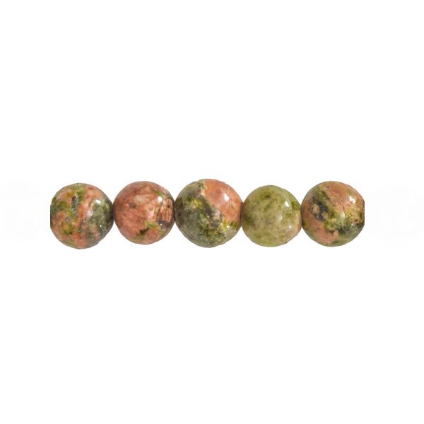 Filo Unakite – Pietre sferiche da 6 mm
